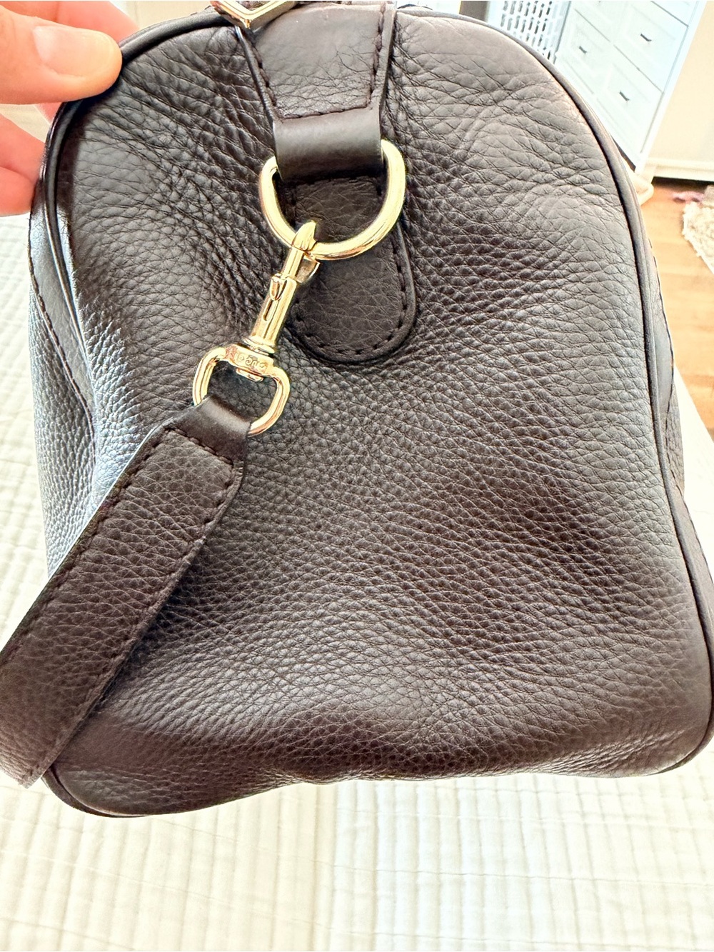 Gucci Vintage Web Medium Boston Bag Pebbled Leather Crossbody - Picture 7 of 12